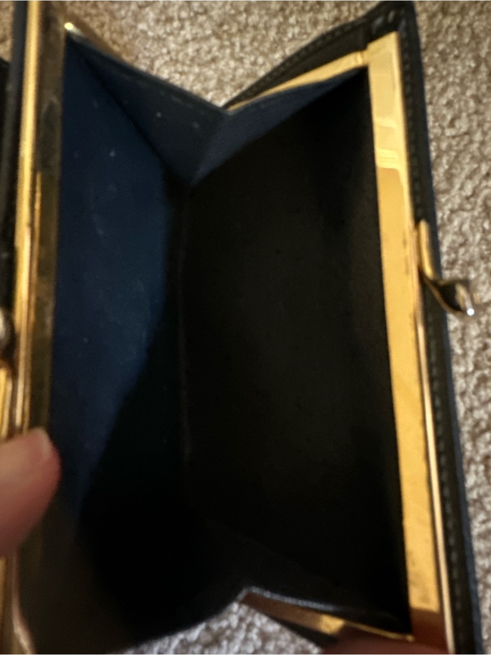 Gucci Beige and Navy Blue  GG Canvas Wallet with Gold Double G Accent - Picture 9 of 9